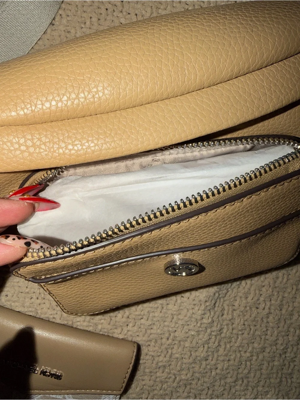 Michael Kors Beige/Tan Pebbled Leather cross body Bag
